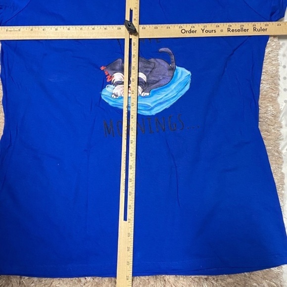 I hate Mornings Dog Fruit Of The Loom Blue T-Shirt Women’s Size 2XL - Picture 7 of 12